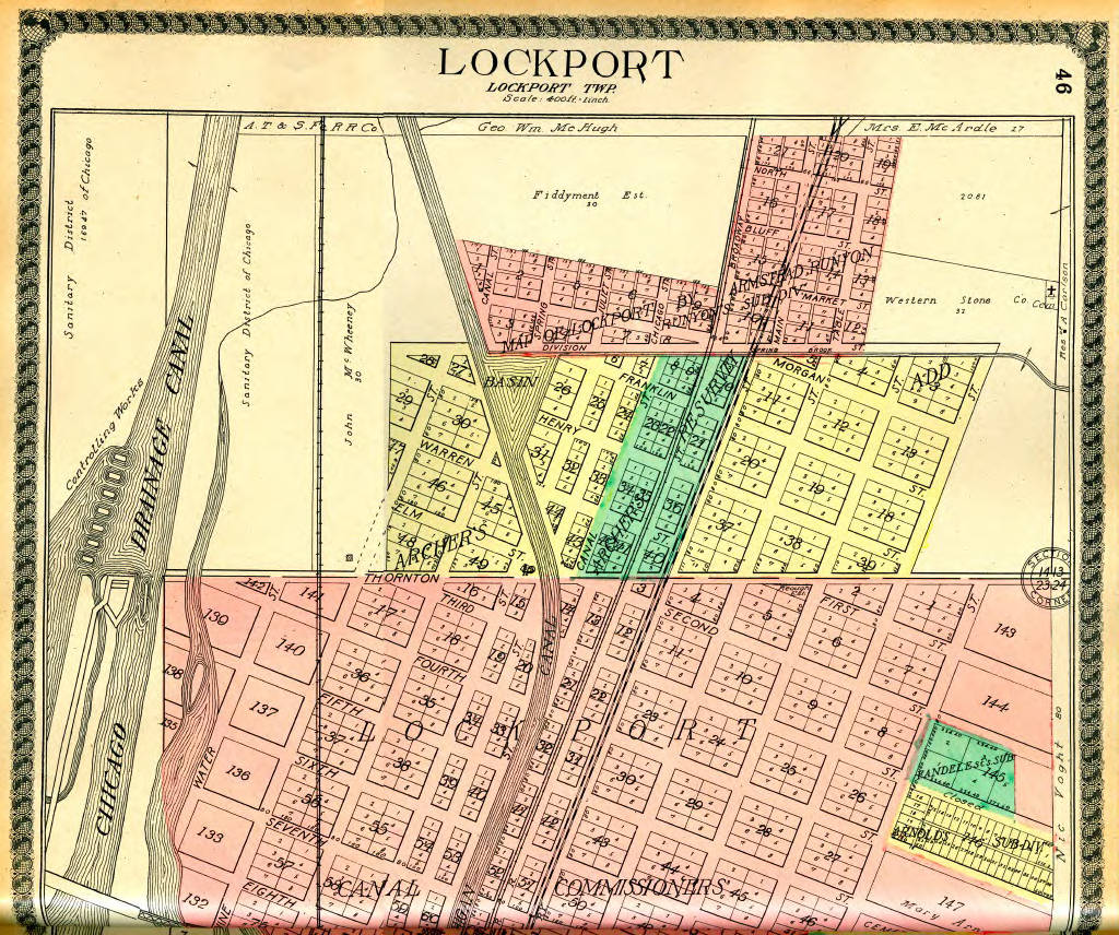1909 Plat Map For Lockport Illinois 