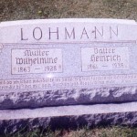 Heinrich Lohmann 1861-1938 Wilhelmine Sennholtz 1863-1928 St. John's Eagle Lake Cemetery, Beecher, Will Co., IL
