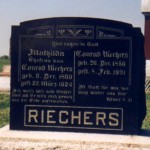 Friedrich Riechers Gravestone Friedrich Riechers (1894-1929) Minnie (Wehrmann) 1895-1985 St. John Eagle Lake Cemetery, Beecher, IL